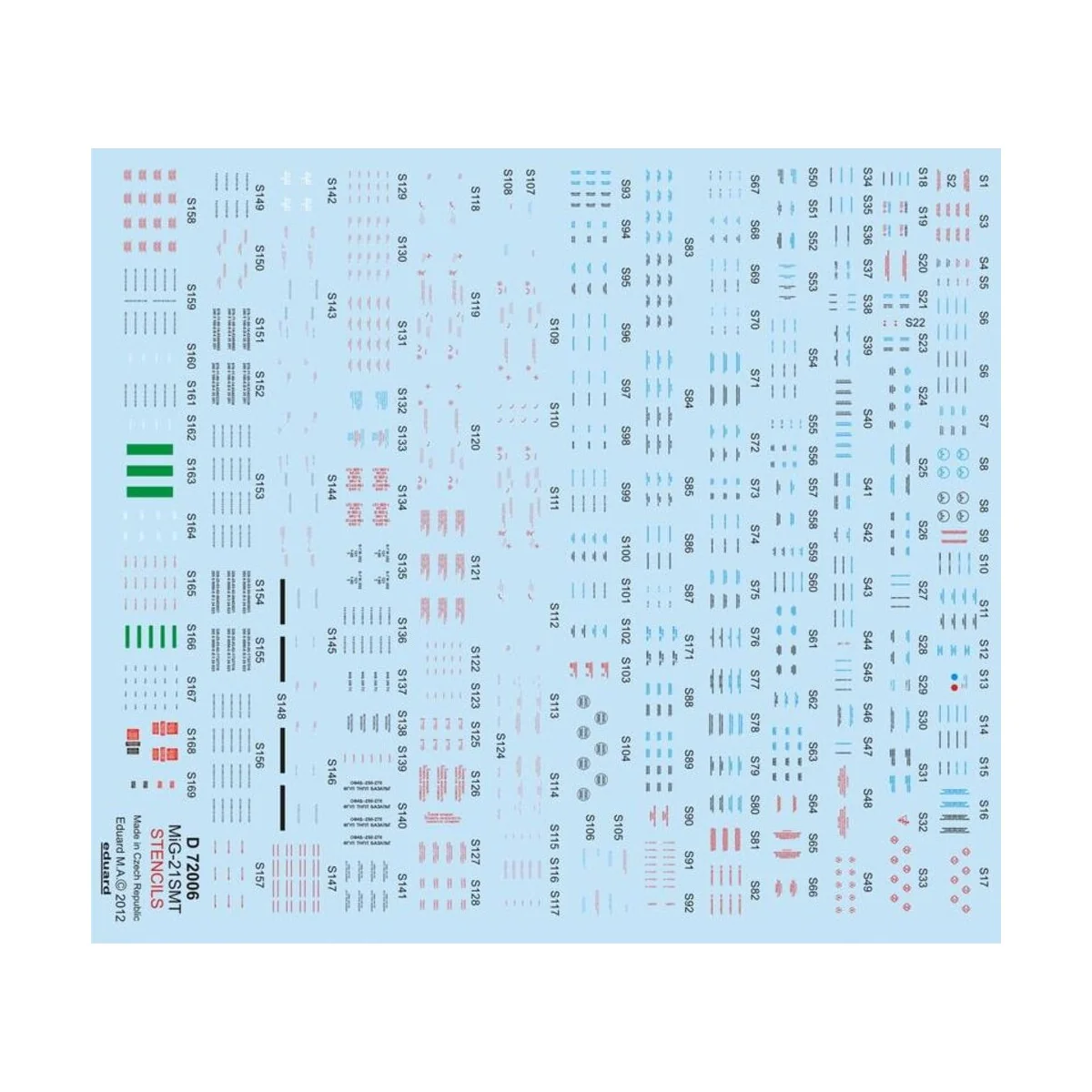 MiG-21 SMT stencils - Eduard Accessories D72006