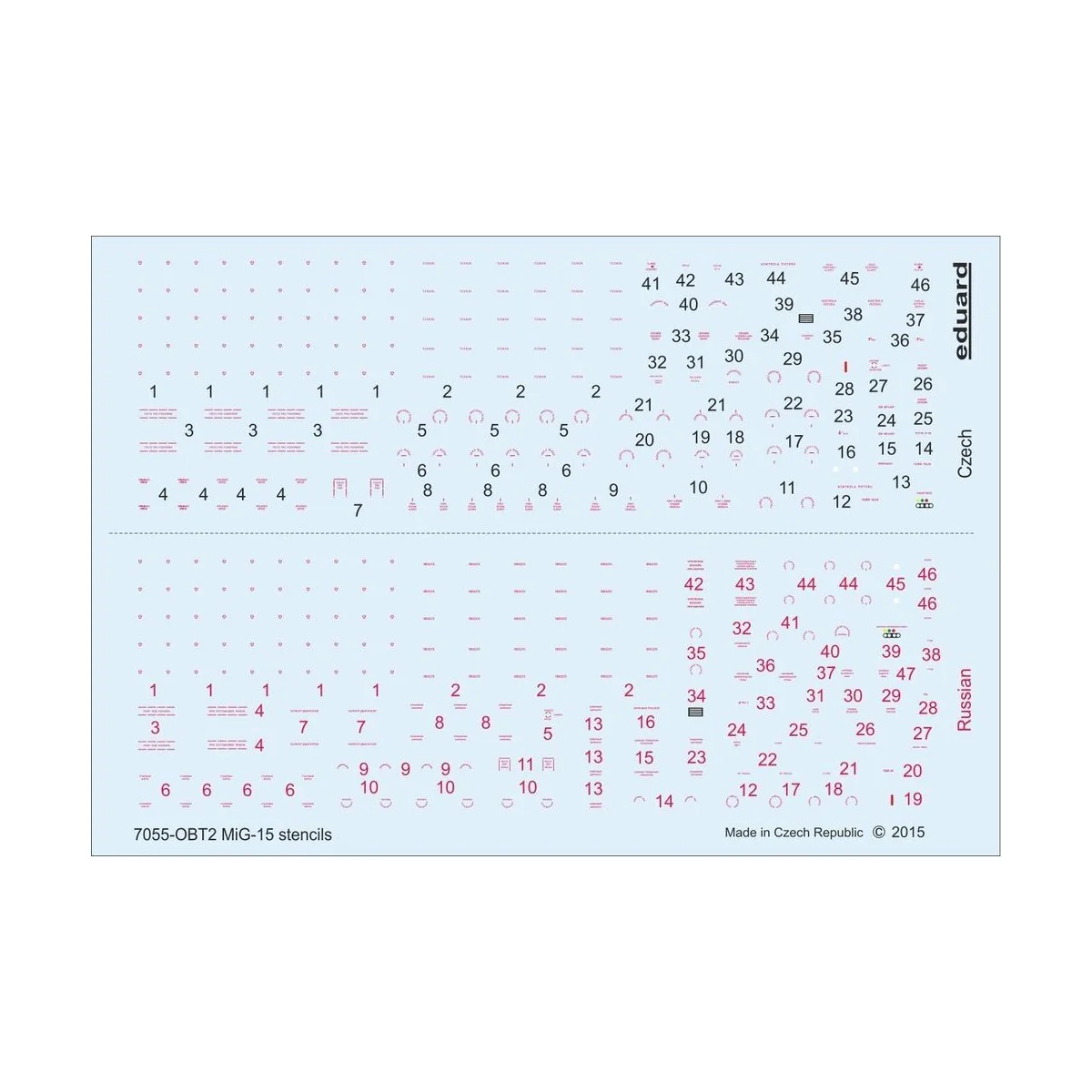 MiG-15/ MiG-15bis stencils for Eduard - Eduard Accessories D72007