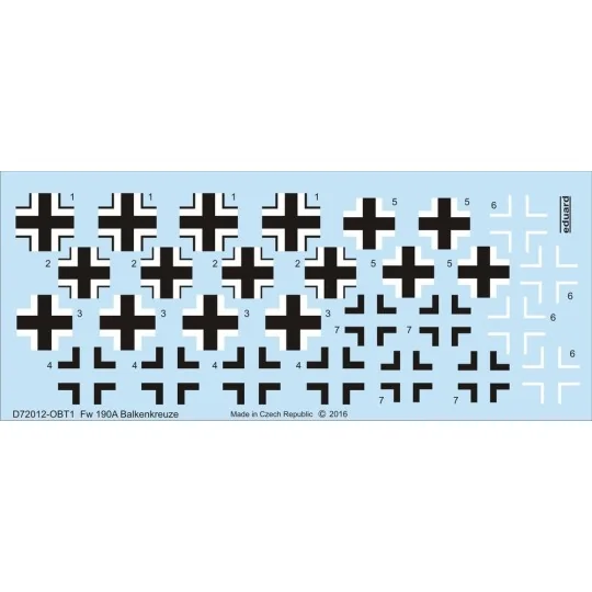 Fw 190A Balkenkreuze for Eduard, 1/72 - Eduard Accessories D72012 Fw 190A Balkenkreuze for Eduard, 1/72 - Eduard Accessories D72012