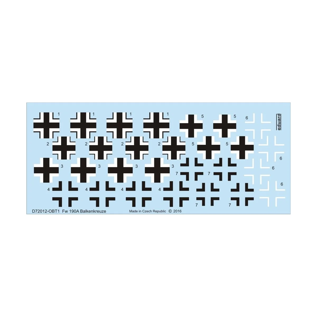 Fw 190A Balkenkreuze for Eduard, 1/72 - Eduard Accessories D72012 Fw 190A Balkenkreuze for Eduard, 1/72 - Eduard Accessories D72012