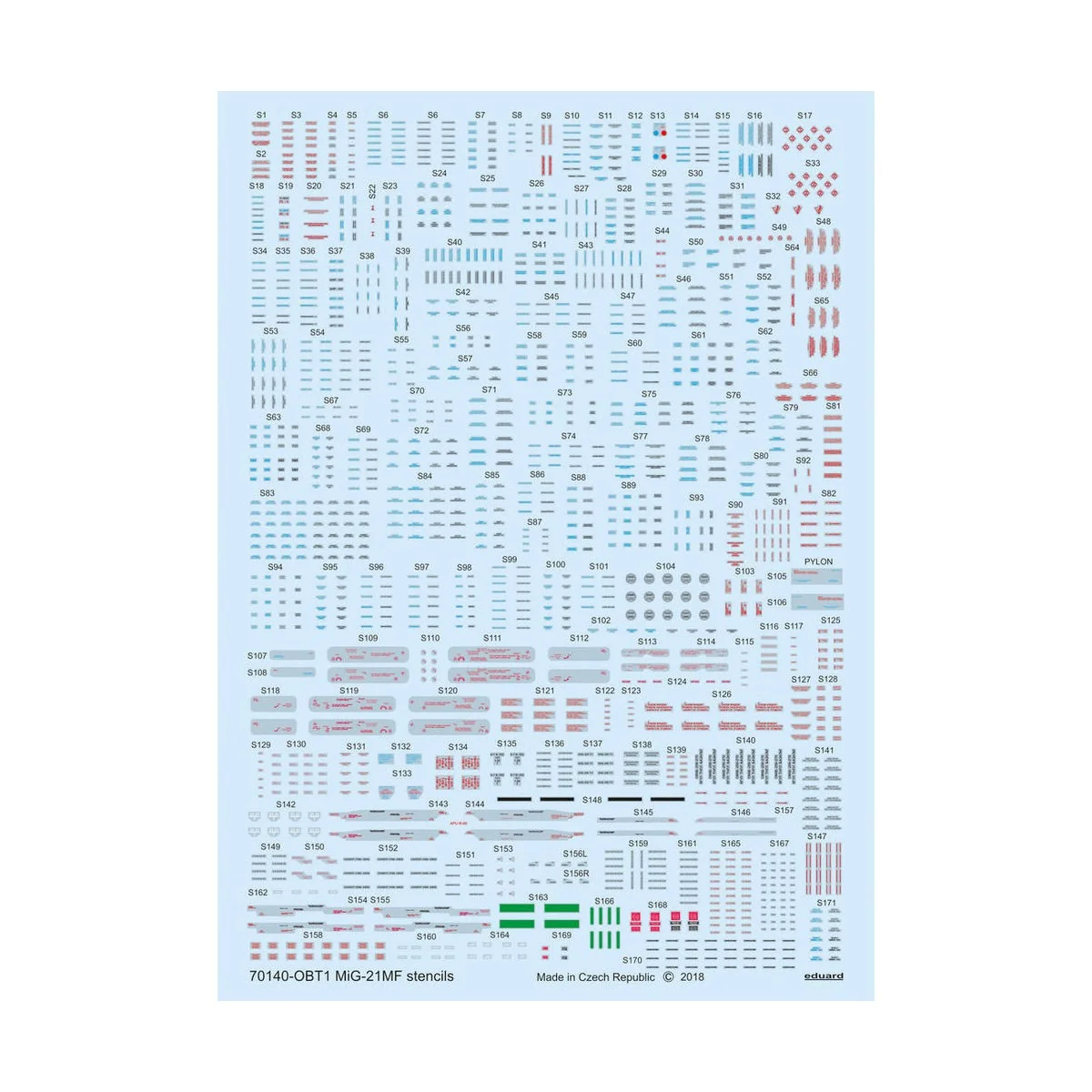 MiG-21MF stencils for Eduard, 1/72 - Eduard Accessories D72015