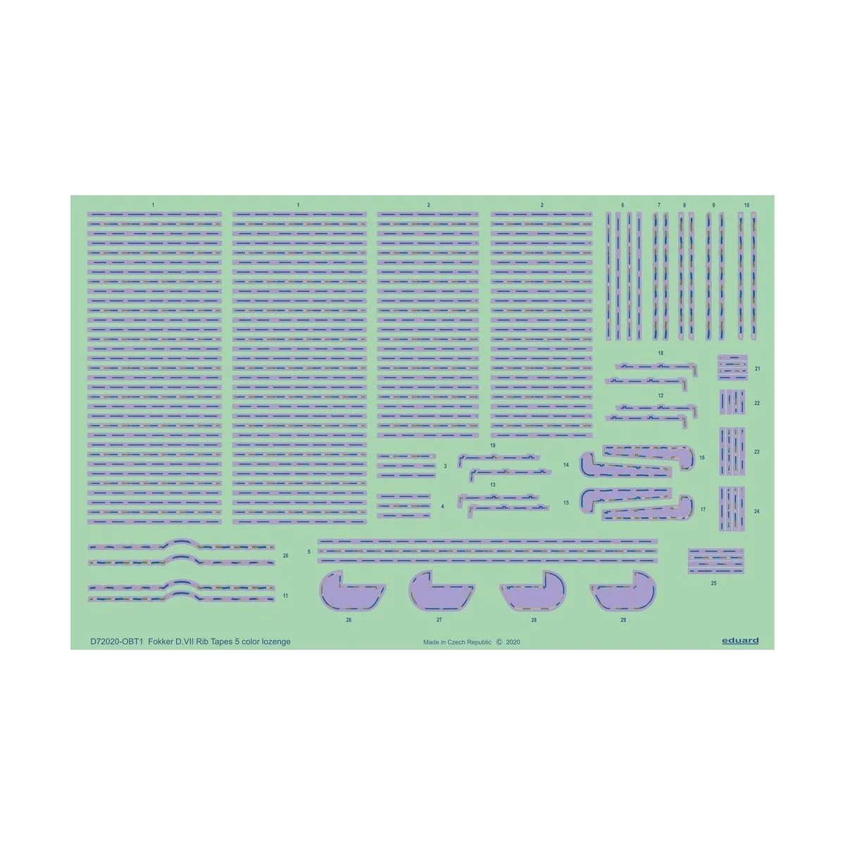 Fokker D.VII rib tapes 5color lozenge for Eduard - Eduard Accessori...