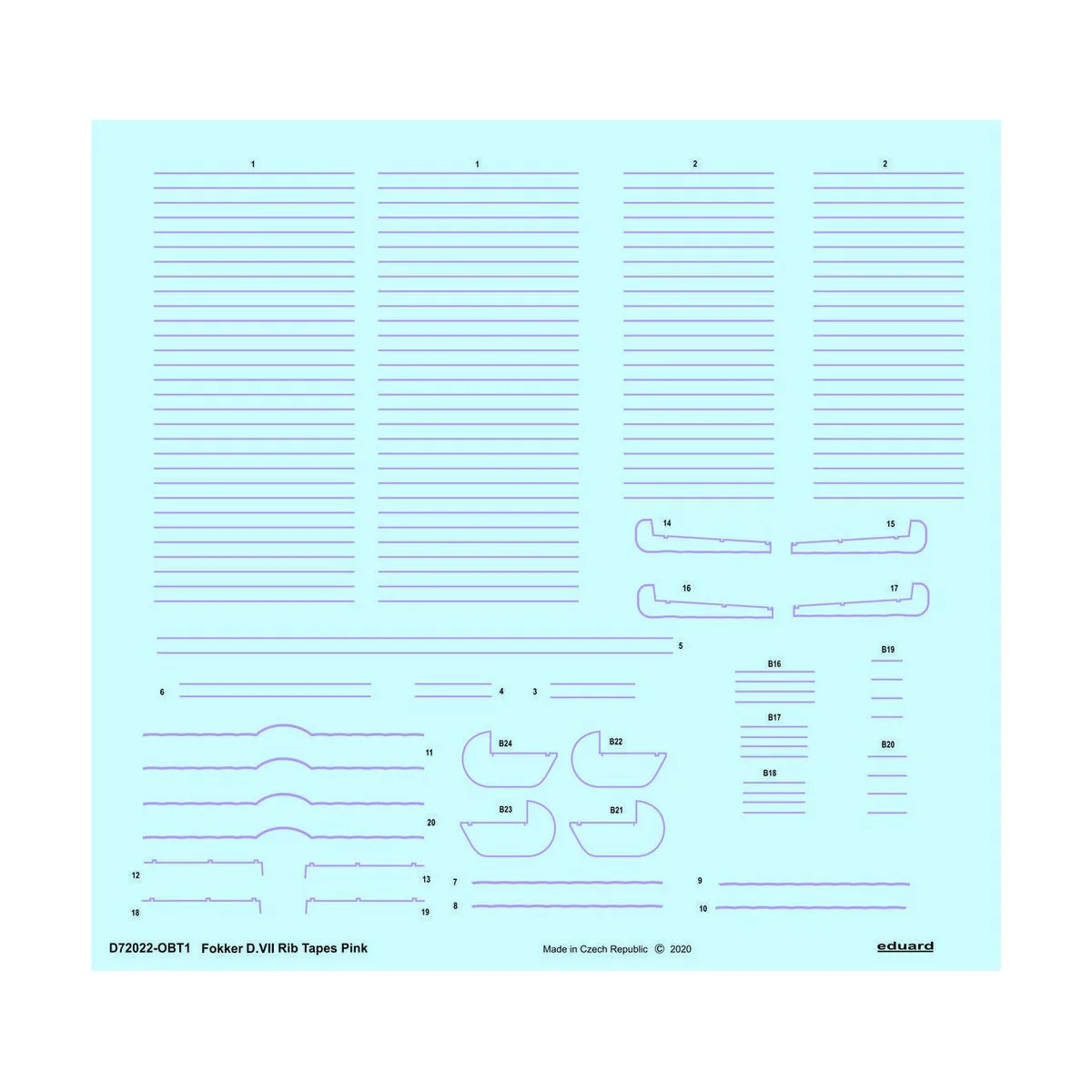 Fokker D.VII rib tapes pink for Eduard, 1/72 - Eduard Accessories D...