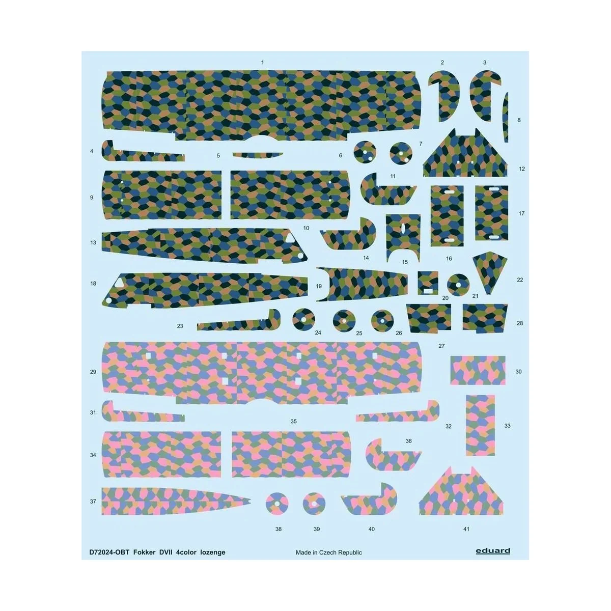 Fokker D.VII 4color lozenge for Eduard - Eduard Accessories D72024