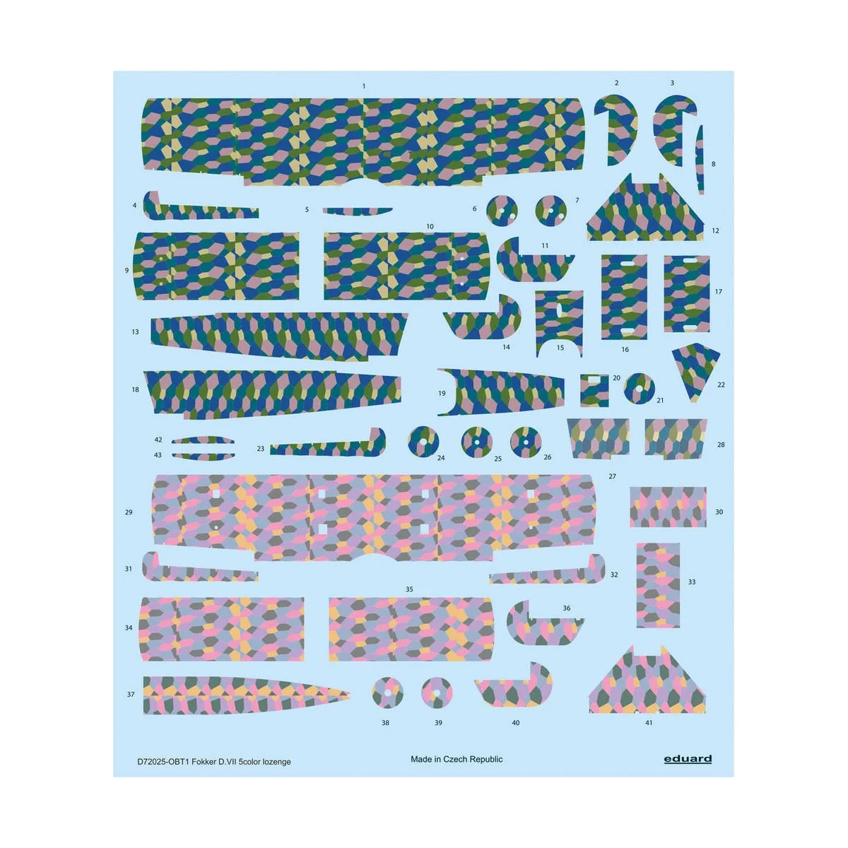 Fokker D.VII 5color lozenge for Eduard - Eduard Accessories D72025