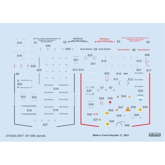 Bf 109E stencils 1/72 for SPECIAL HOBBY/TAMIYA/AIRFIX, 1/72 - Eduar... Bf 109E stencils 1/72 for SPECIAL HOBBY/TAMIYA/AIRFIX, 1/72 - Eduar...