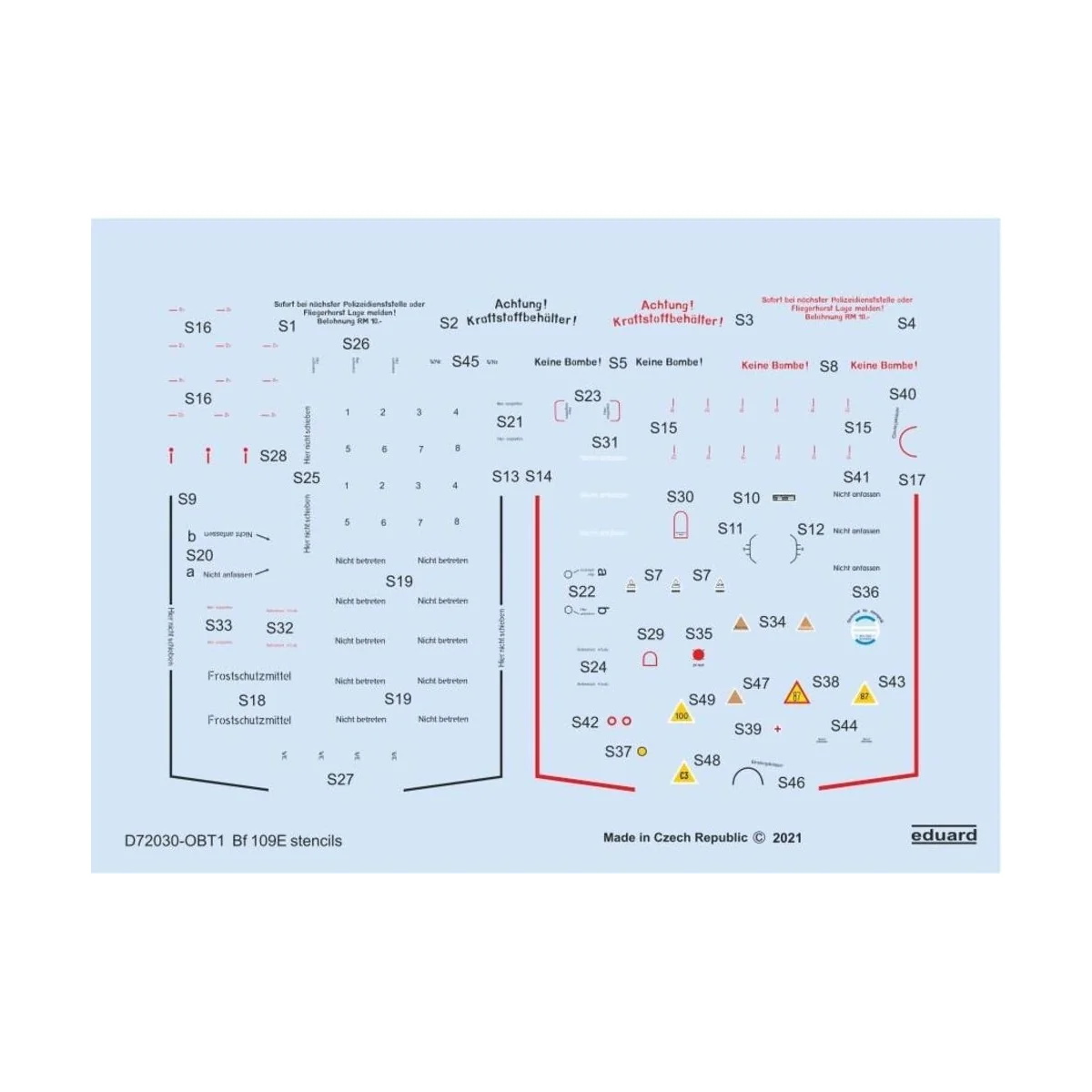 Bf 109E stencils 1/72 for SPECIAL HOBBY/TAMIYA/AIRFIX - Eduard Acce...