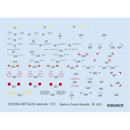B-25J stencils 1/72 for HASEGAWA/REVELL - Eduard Accessories D72034