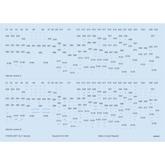 Su-7 stencils 1/72 for MODELSVIT, 1/72 - Eduard Accessories D72035 Su-7 stencils 1/72 for MODELSVIT, 1/72 - Eduard Accessories D72035