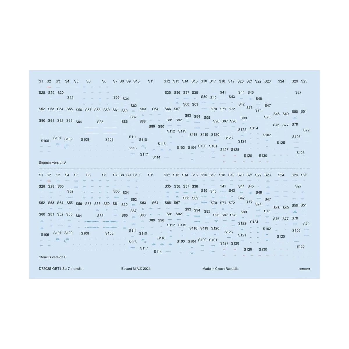 Su-7 stencils 1/72 for MODELSVIT - Eduard Accessories D72035