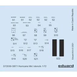 Hurricane Mk.I stencils for ARMA HOBBY/REVELL/AIRFIX - Eduard Acces...
