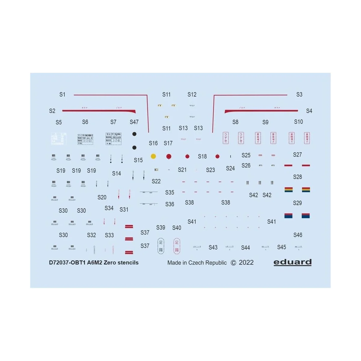 A6M2 stencils for TAMIYA/AIRFIX/HASEGAWA - Eduard Accessories D72037