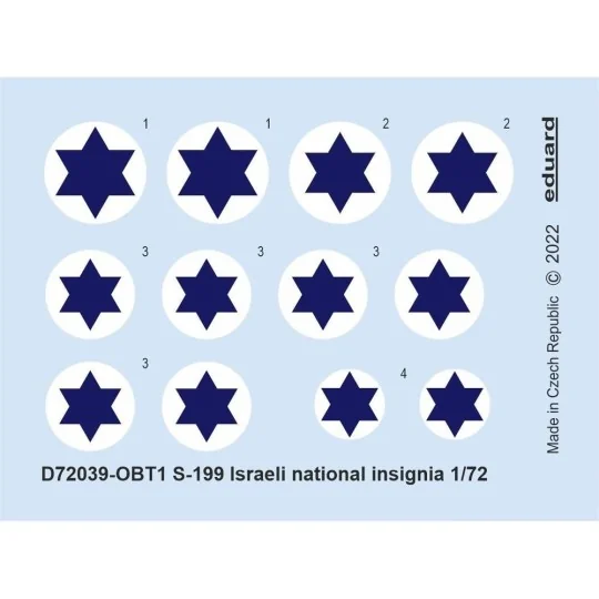 S-199 Israeli national insignia, 1/72 - Eduard Accessories D72039 S-199 Israeli national insignia, 1/72 - Eduard Accessories D72039