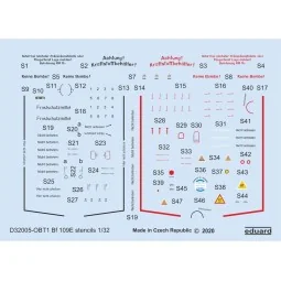 Bf 109E stencils for Eduard, 1/32 - Eduard Accessories D32005