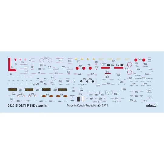 P-51D stencils for REVELL/TAMIYA - Eduard Accessories D32015