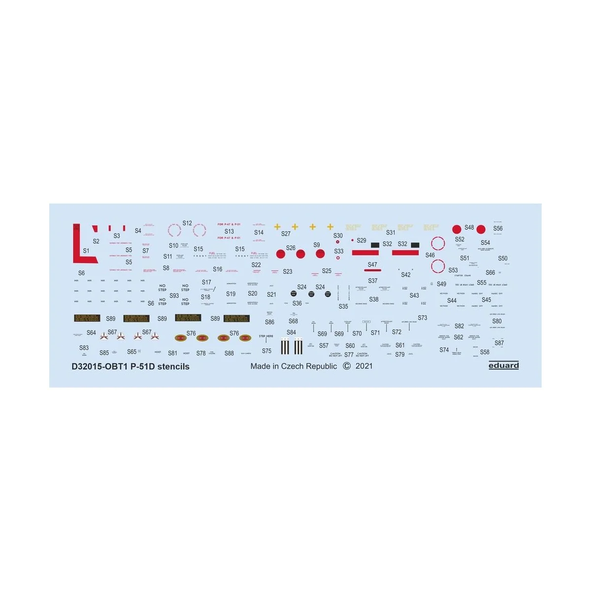 P-51D stencils for REVELL/TAMIYA - Eduard Accessories D32015