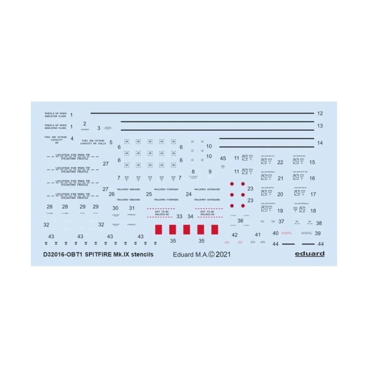 Spitfire Mk.IX stencils for TAMIYA/REVELL, 1/32 - Eduard Accessorie...