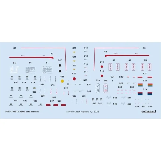 A6M2 stencils for TAMIYA - Eduard Accessories D32017