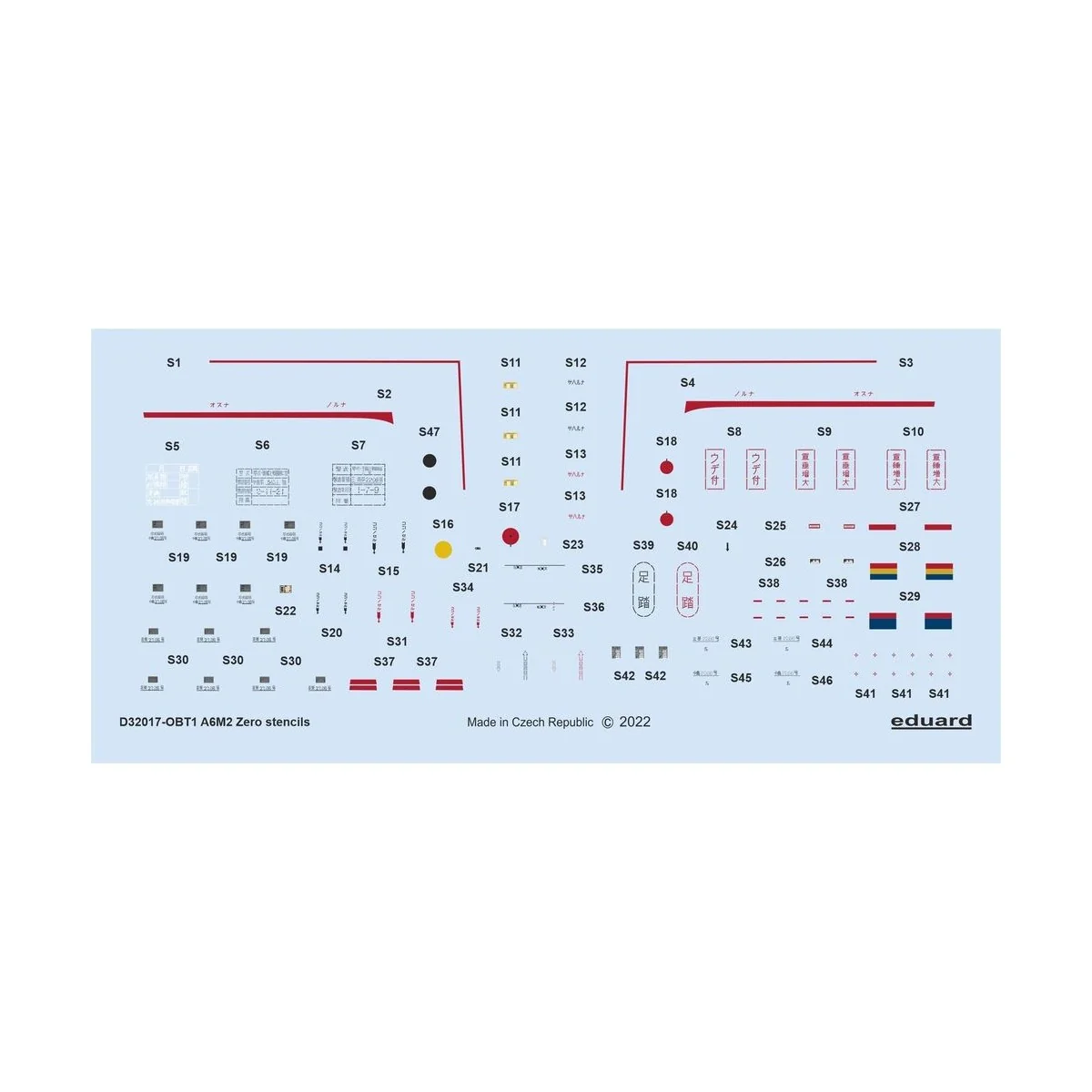 A6M2 stencils for TAMIYA, 1/32 - Eduard Accessories D32017