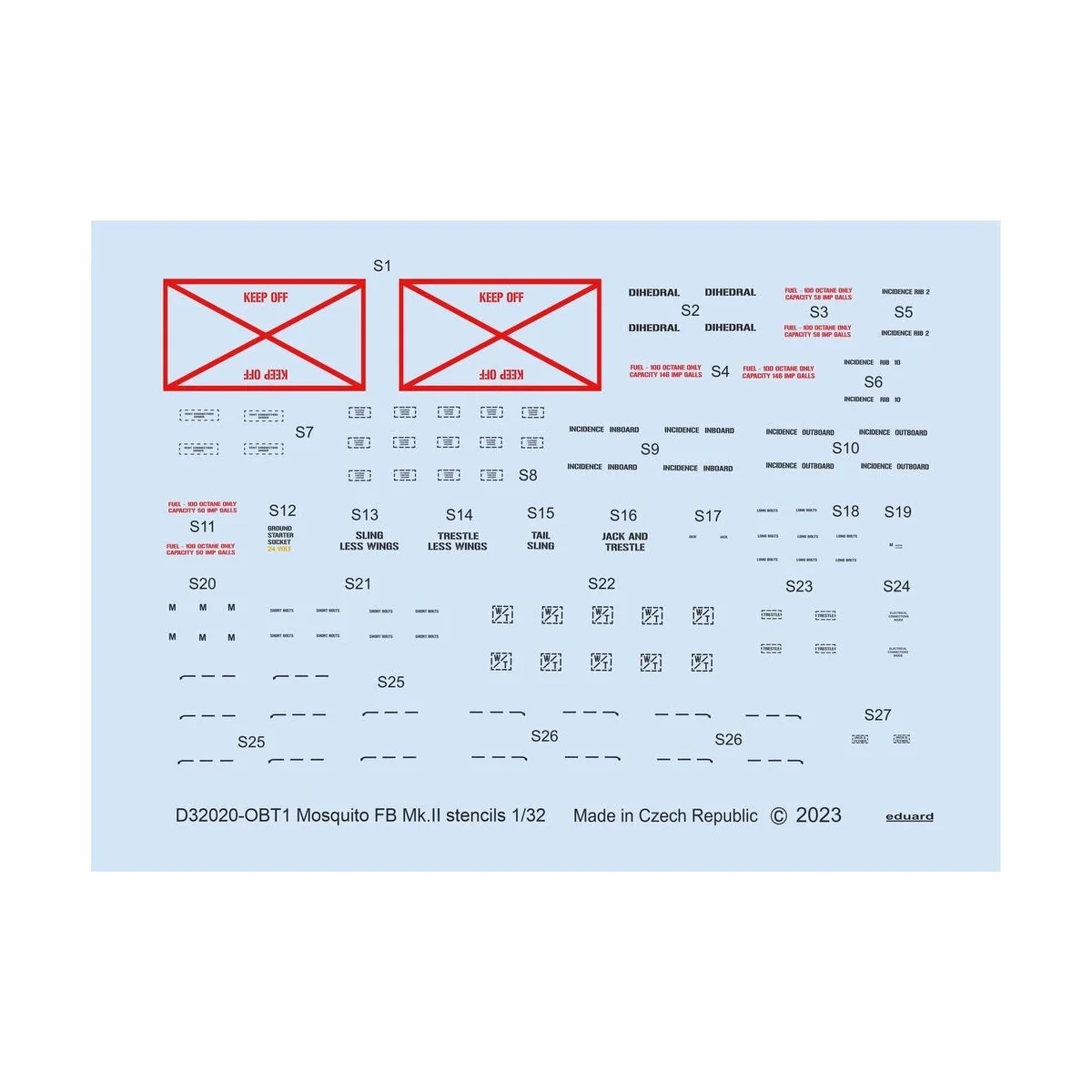 Mosquito FB Mk.II stencils 1/32 for TAMIYA - Eduard Accessories D32020