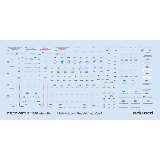 Bf 109G stencils REVELL/HASEGAWA - Eduard Accessories D32023