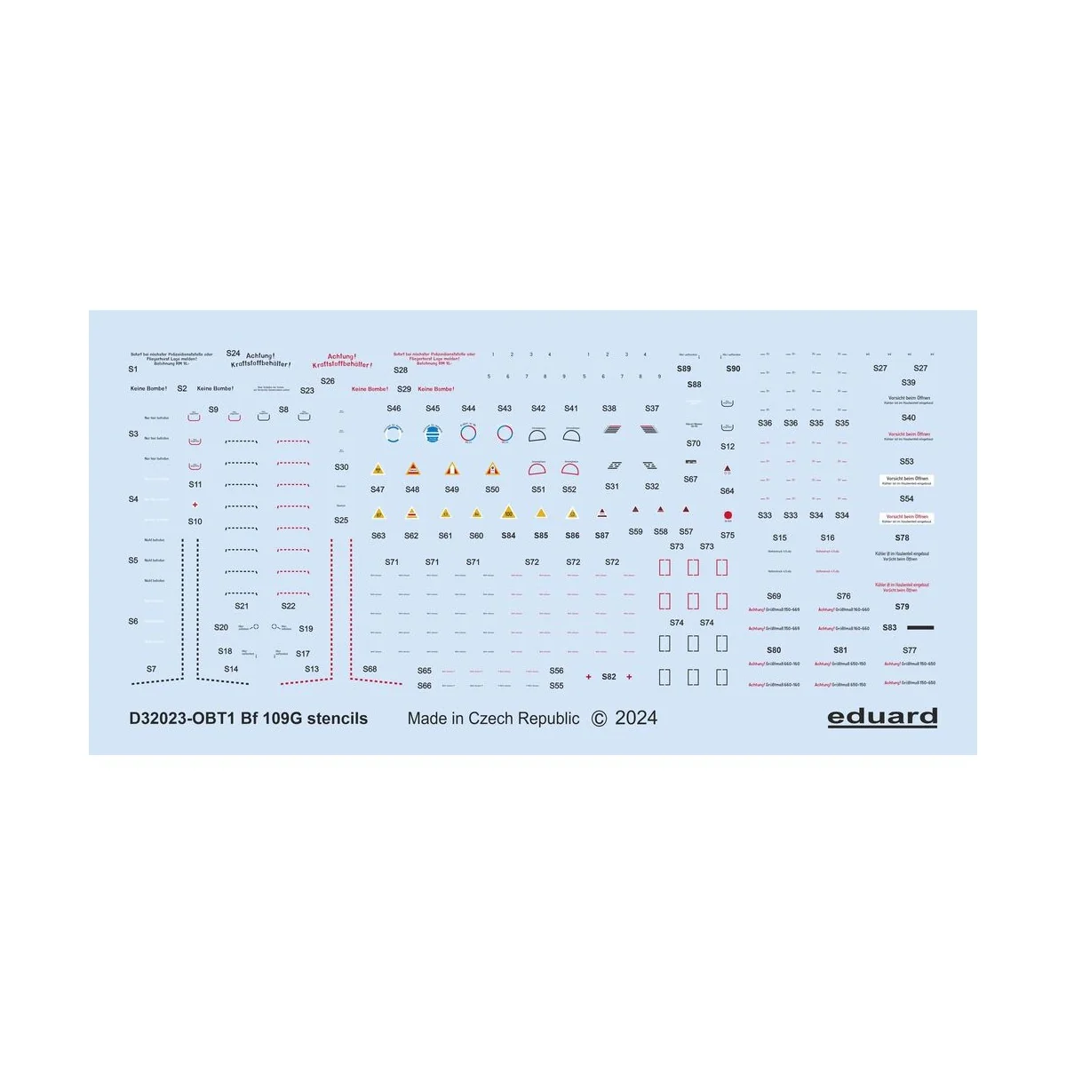 Bf 109G stencils REVELL/HASEGAWA - Eduard Accessories D32023