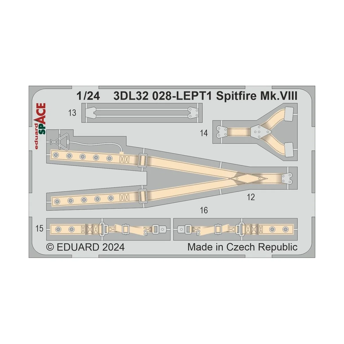 Spitfire Mk.VIII SPACE AIRFIX, 1/24 - Eduard Accessories 3DL32028