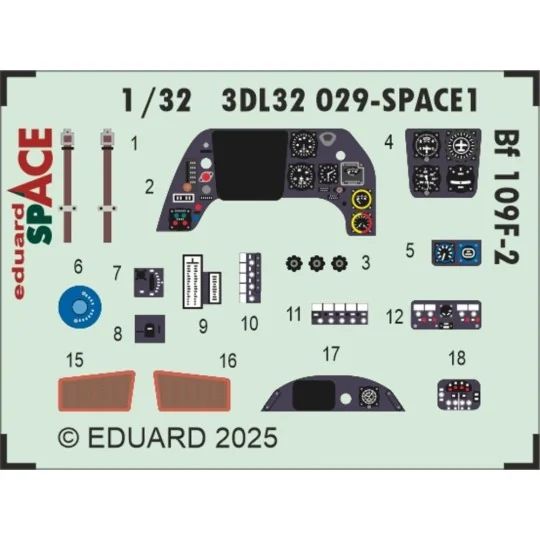 Bf 109F-2 SPACE HOBBY 2000 / HASEGAWA - Eduard Accessories 3DL32029