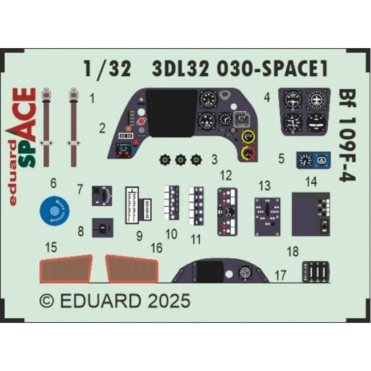 Bf 109F-4 SPACE HOBBY 2000 / HASEGAWA - Eduard Accessories 3DL32030