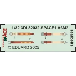 A6M2 Zero seatbelts SPACE TAMIYA, 1/32 - Eduard Accessories 3DL32032
