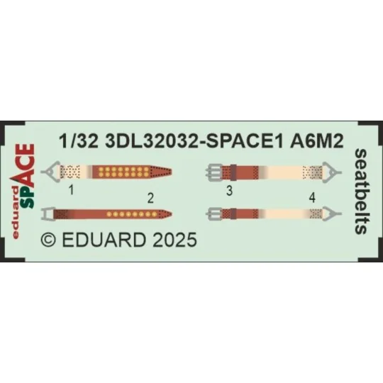 A6M2 Zero seatbelts SPACE TAMIYA - Eduard Accessories 3DL32032