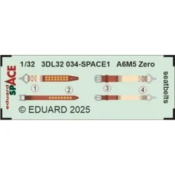 A6M5 Zero seatbelts SPACE TAMIYA - Eduard Accessories 3DL32034