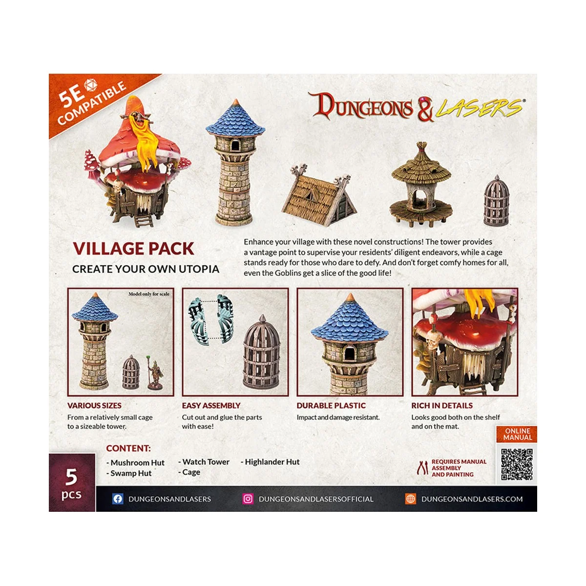 Dungeons & Lasers Expansion Set: VILLAGE PACK - Archon Studio DNL0066
