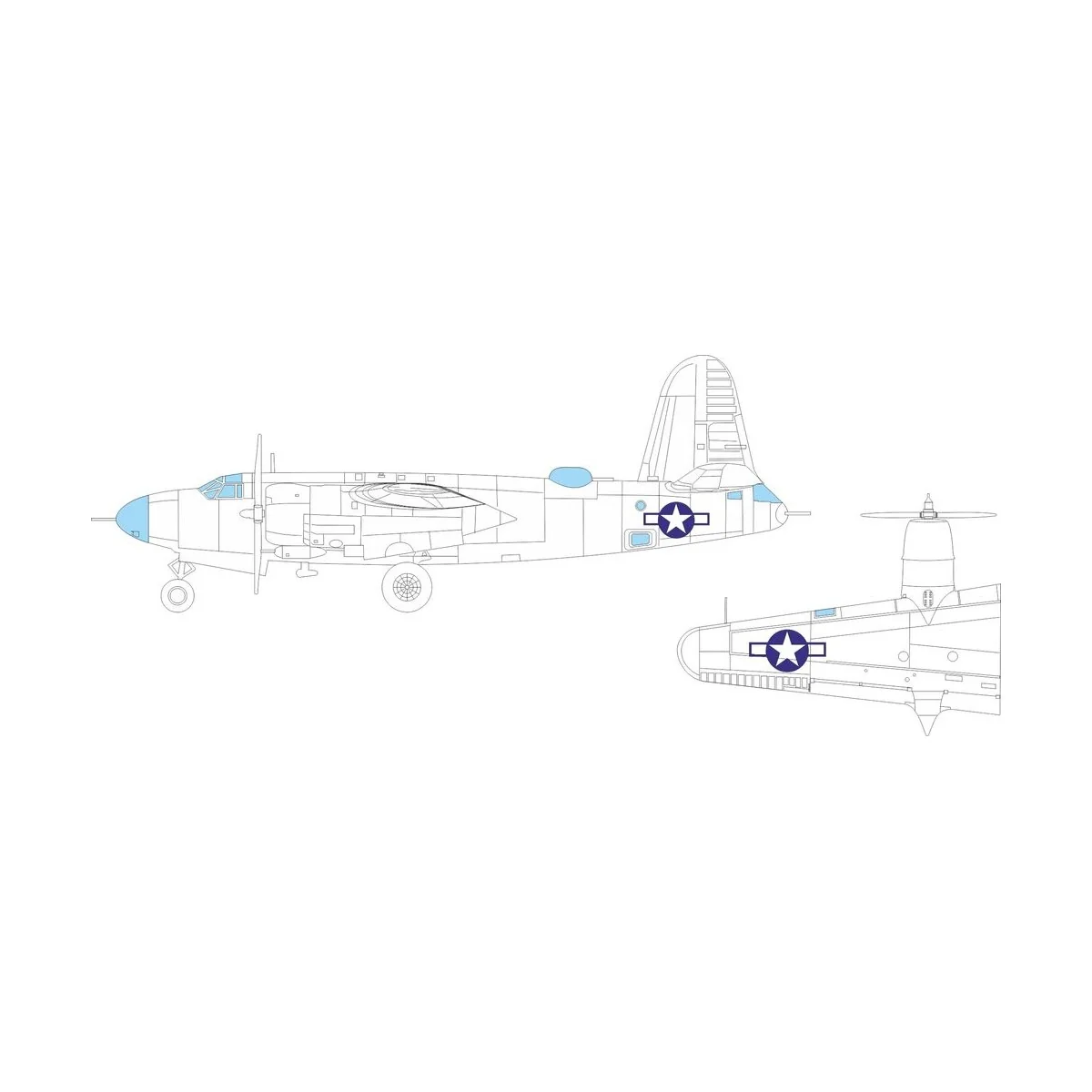 B-26G Marauder US national insignia ICM - Eduard Accessories EX1118