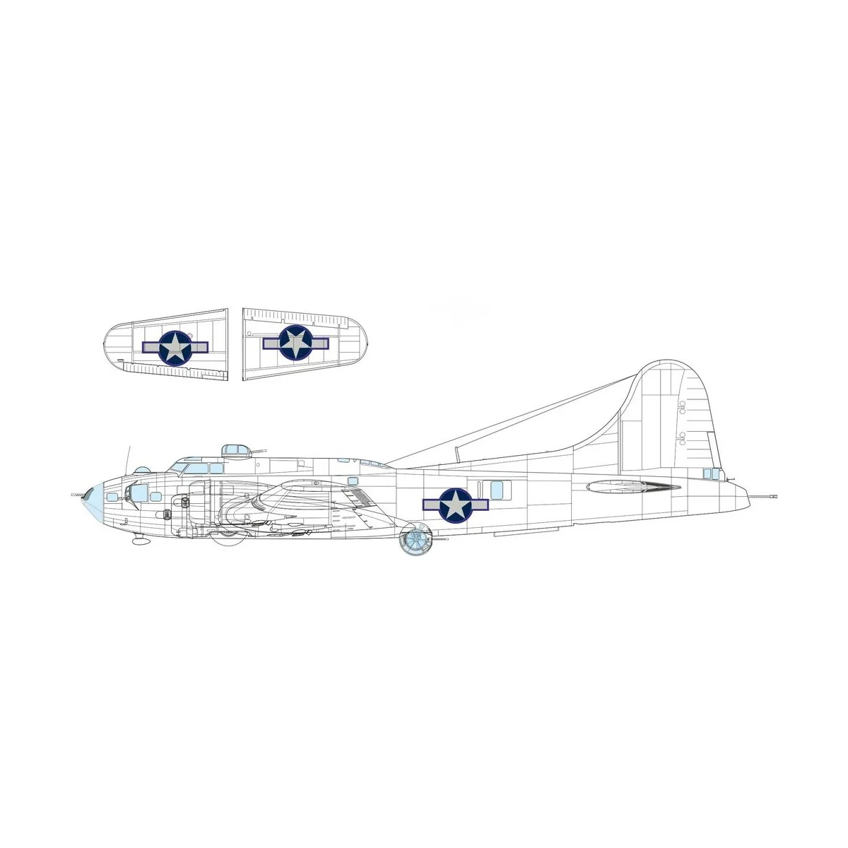 B-17F US national insignia w/ blue outline, 1/48 - Eduard Accessori...