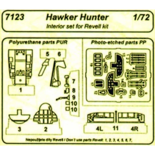 Hawker Hunter Interior Set für Revell-Bausatz, 1/72 - CMK 129-7123