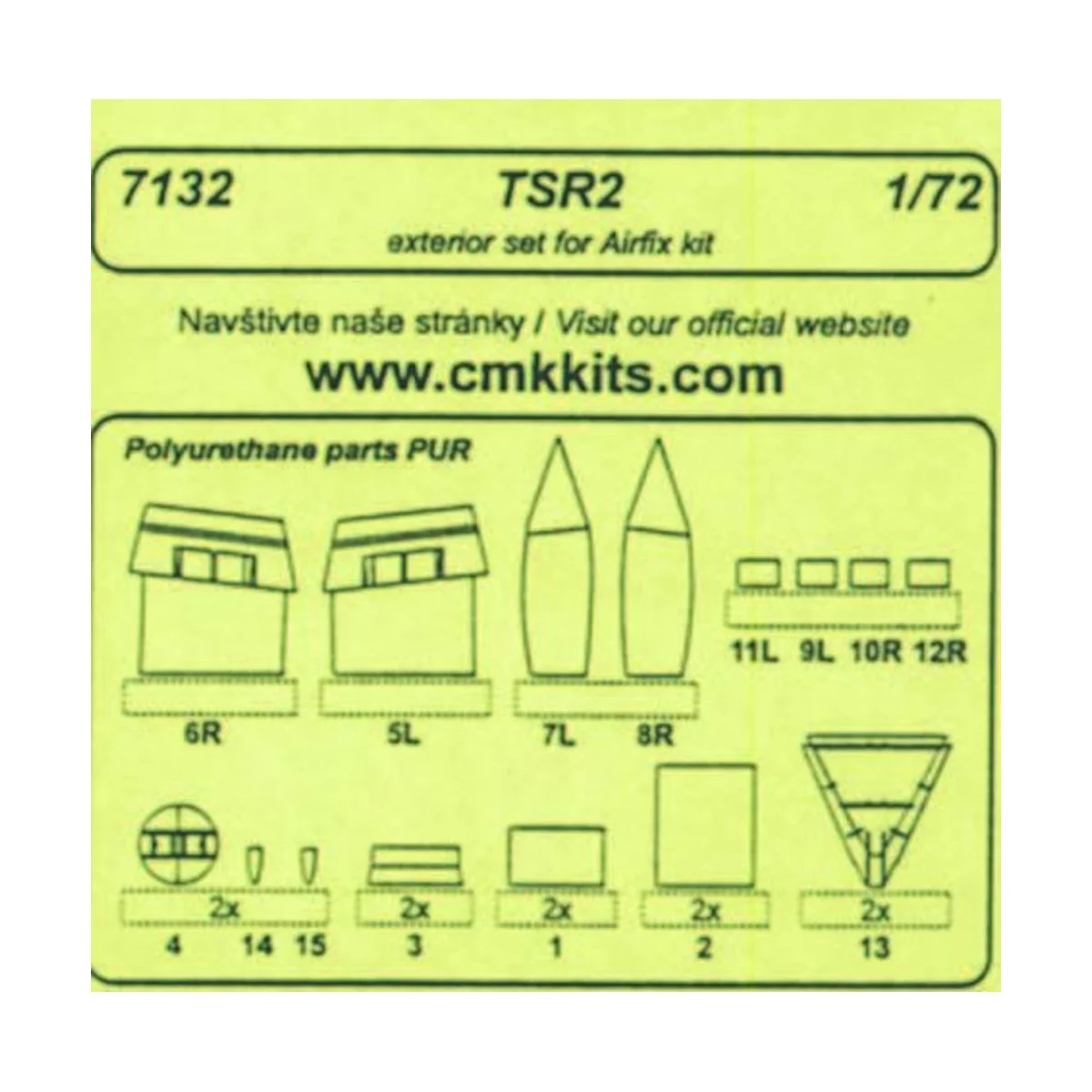 TSR 2 - exterior set für Airfix Bausatz, 1/72 - CMK 129-7132 TSR 2 - exterior set für Airfix Bausatz, 1/72 - CMK 129-7132