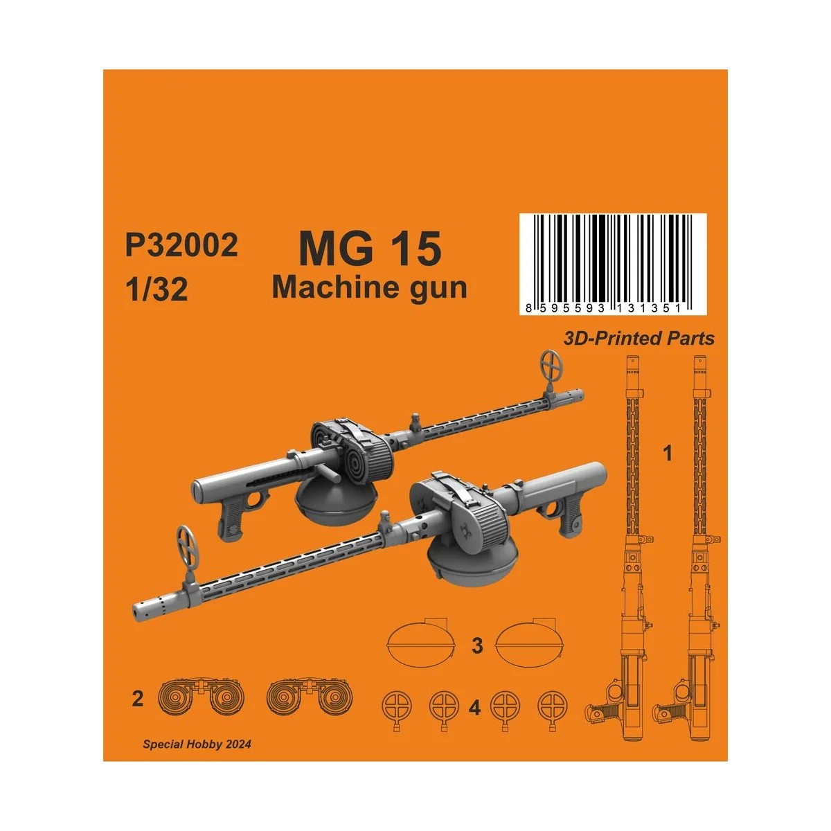 MG 15 Machine gun (2 pcs) - CMK 129-P32002