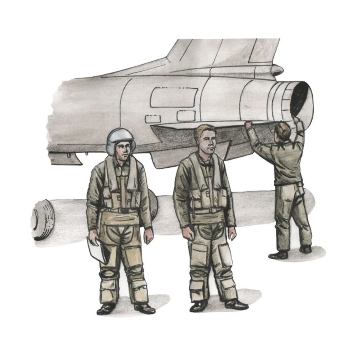 Two French Pilots and a Mechanic - CMK 129-F72308