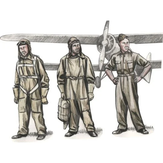 Czechoslovak pre-WWII pilots, (3 fig), 1/72 - CMK 129-F72325 Czechoslovak pre-WWII pilots, (3 fig), 1/72 - CMK 129-F72325