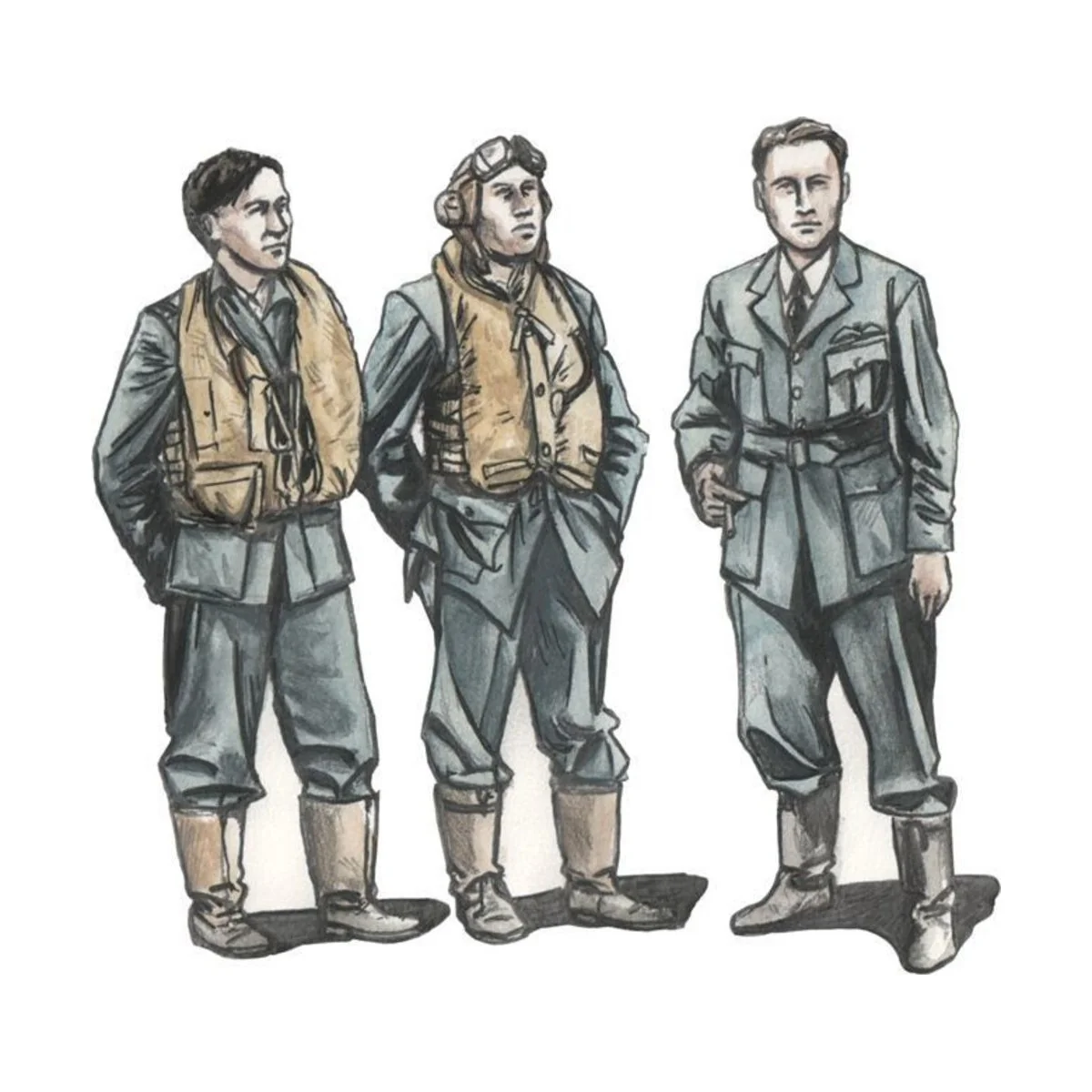 Barracuda Crew Members-Standing (3 fig.), 1/72 - CMK 129-F72326 Barracuda Crew Members-Standing (3 fig.), 1/72 - CMK 129-F72326