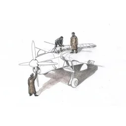 Barracuda Mechanics (3 figures,aboard carrier w/raincoat)f.Sp.Hobby...