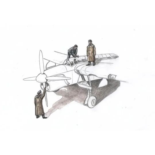 Barracuda Mechanics (3 figures,aboard carrier w/raincoat)f.Sp.Hobby...