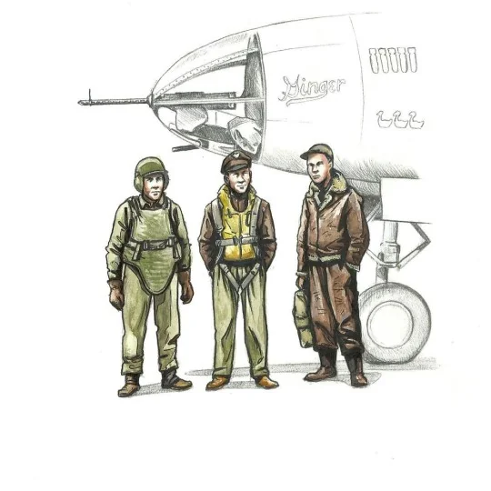 WWII US bomber pilot and two gunners, 1/72 - CMK 129-F72339 WWII US bomber pilot and two gunners, 1/72 - CMK 129-F72339