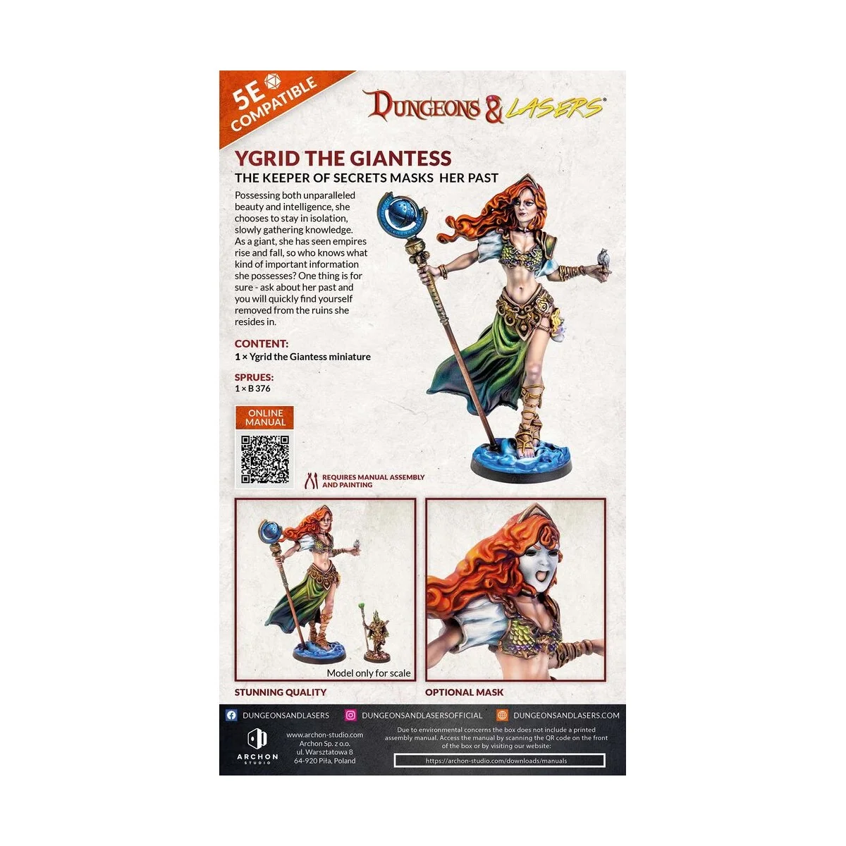 Dungeons & Lasers Miniatures: YGRID THE GIANTESS - Archon Studio DN...