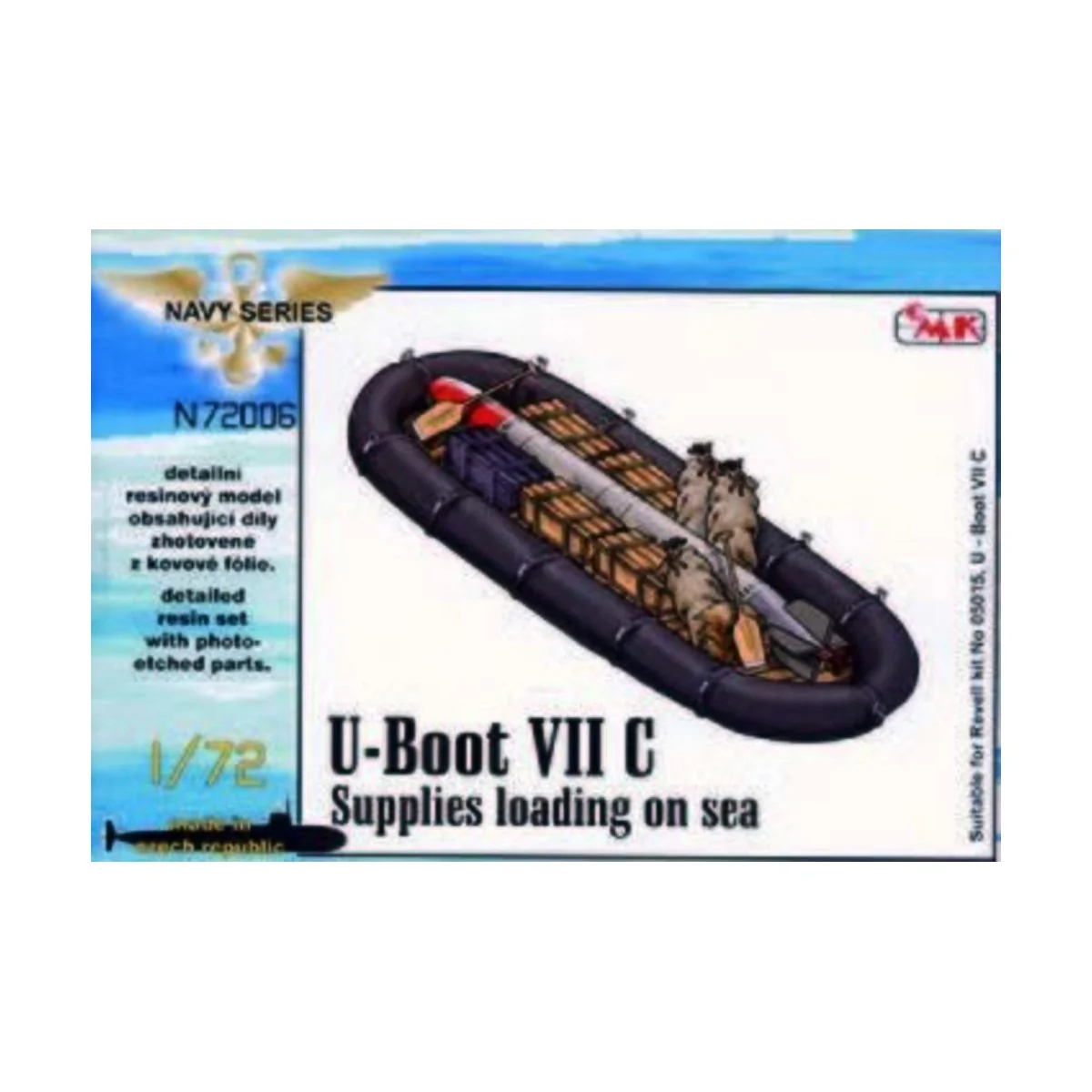 U-Boot VII Supplies loading on sea (food, ammo boxes, boat, 1x torp...