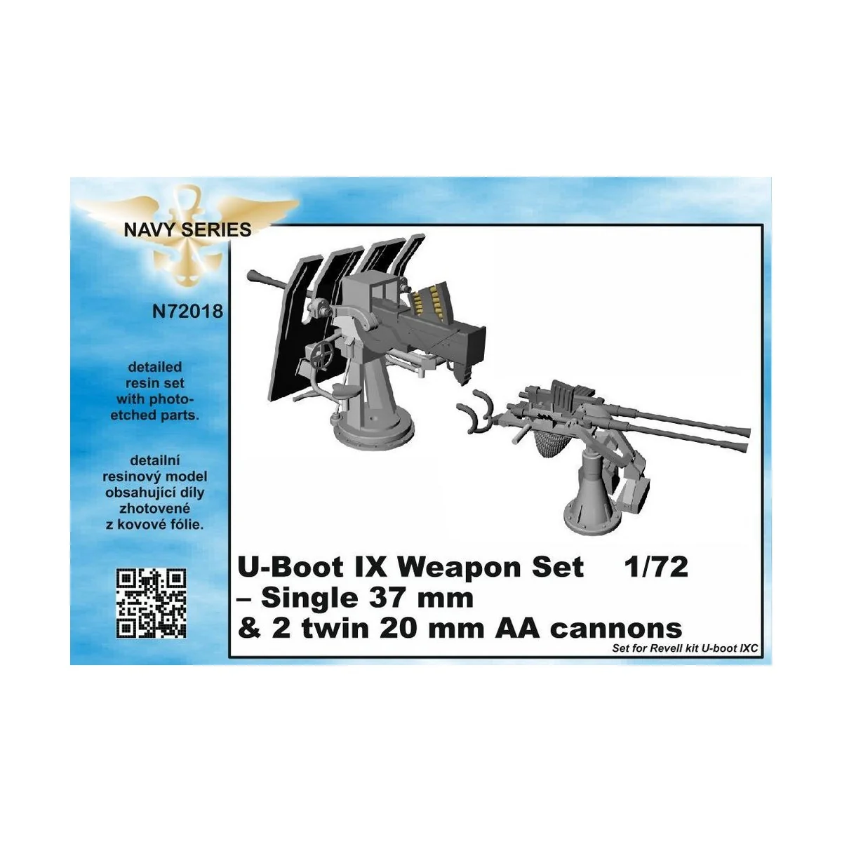 U-Boot IX Weapon Set-Single37mm&2twin20m AA cannons for Revell kit ...