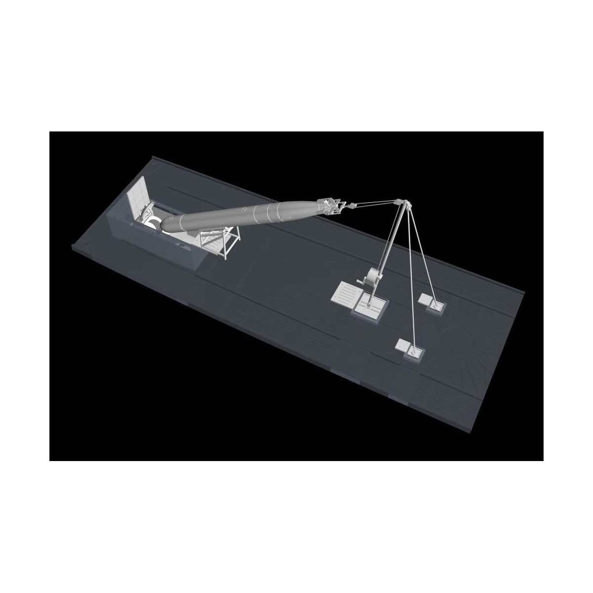 U-Boot IX Bow Torpedo w/Loading Winch and Cart, for Revell kit, 1/7...