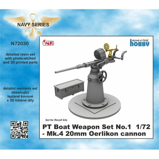 PT Boat Weapon Set No.1 - Mk.4 20mm Oerlikon cannon, 1/72 - CMK 129...