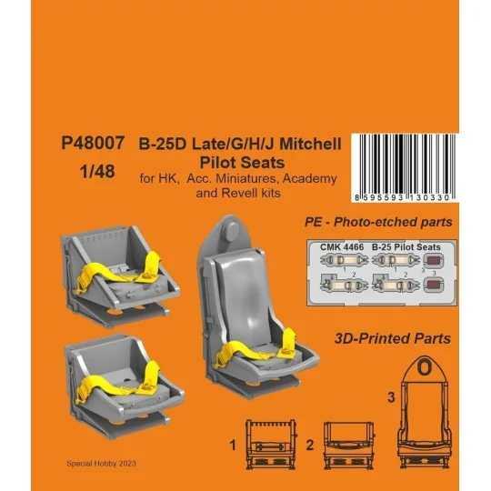 B-25D Late/G/H/J Mitchell Pilot Seats 1/48 / for HK, Acc. Miniature...